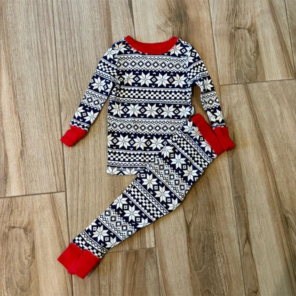 GAP Kids Boys Pajama Set Size 4 2-Piece Fair Isle Snowflake Holiday Winter